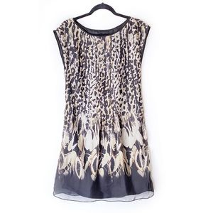 ZARA Basic Animal Print Silk Blend Chiffon Dress